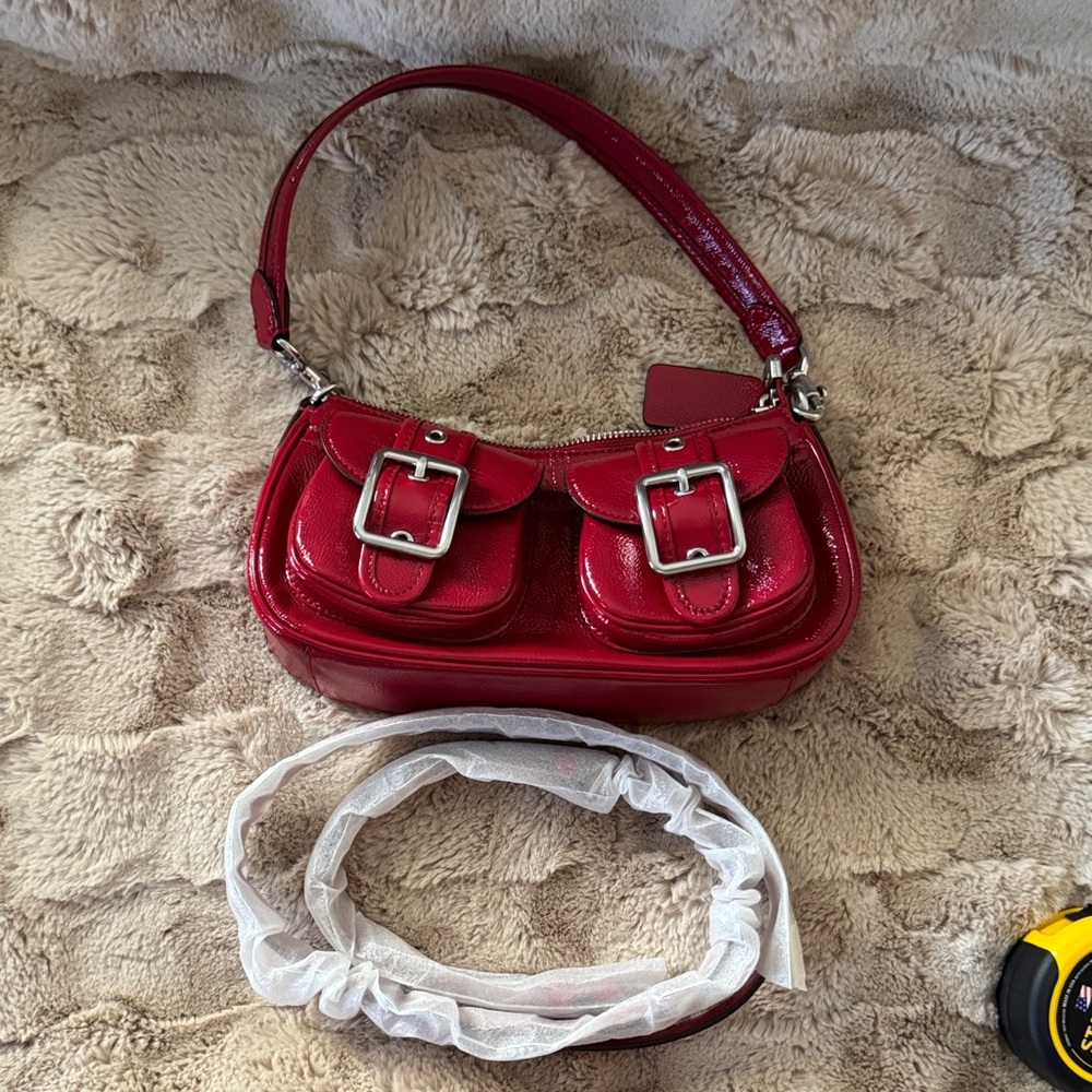 Coach red patent leather shoulder or crossbody.